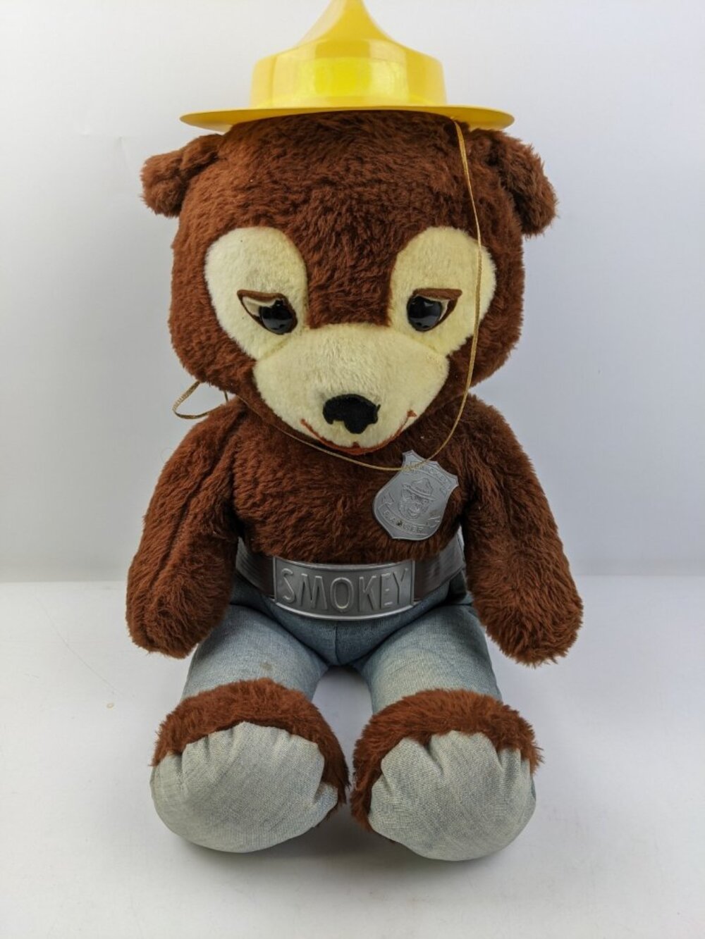 VINTAGE SMOKEY THE BEAR PLUSH 18" RANGER BADGE AND BELT HAT KNICKERBOCKER DOLL